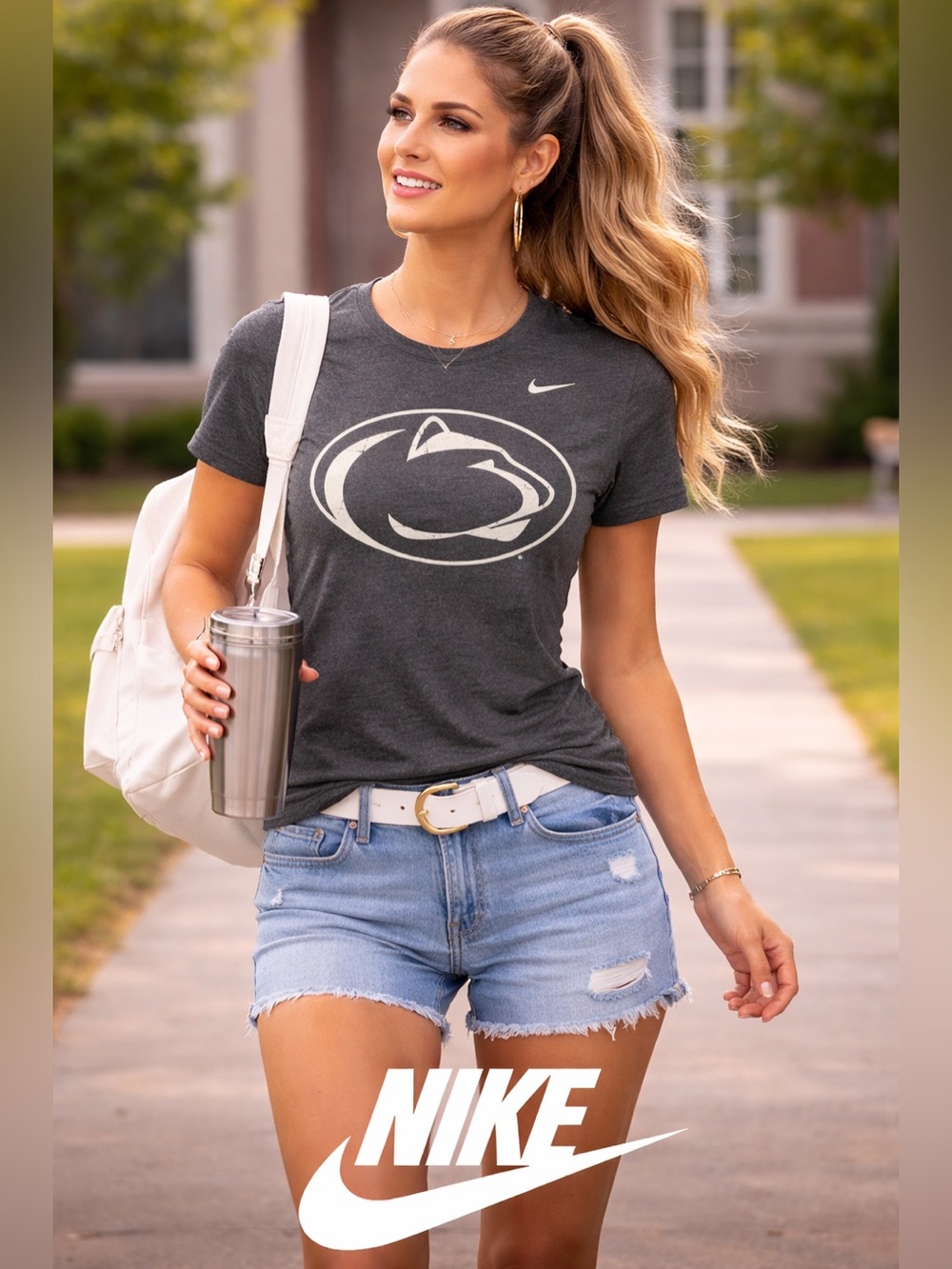 3/$20 Penn State Nike Dark Gray Logo women's Tee Size XL